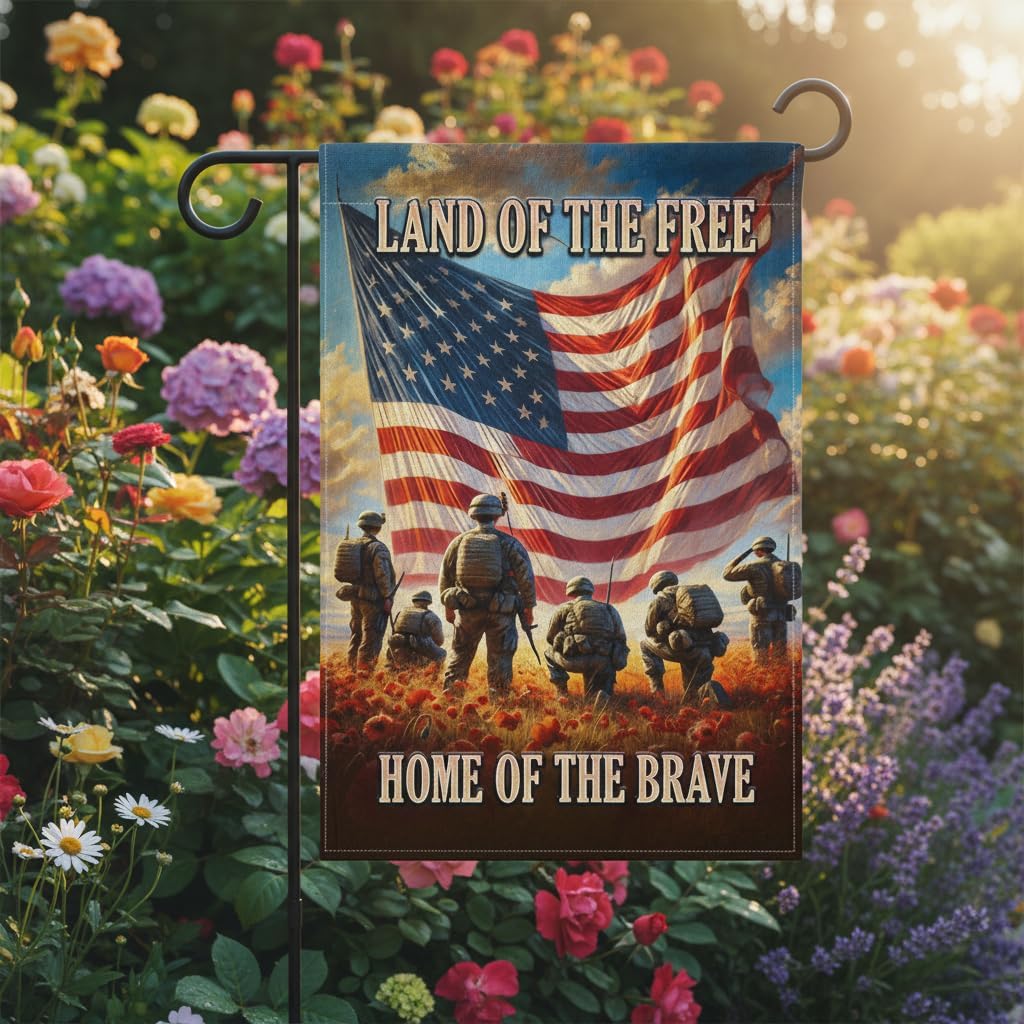 Army Veterans Garden Flag 12x18 In Doublesided Soldier Kneeling US Flag Outdoor Memorial Decor for Veterans Day, Armed Forces Day & Military Tribute - Image 4