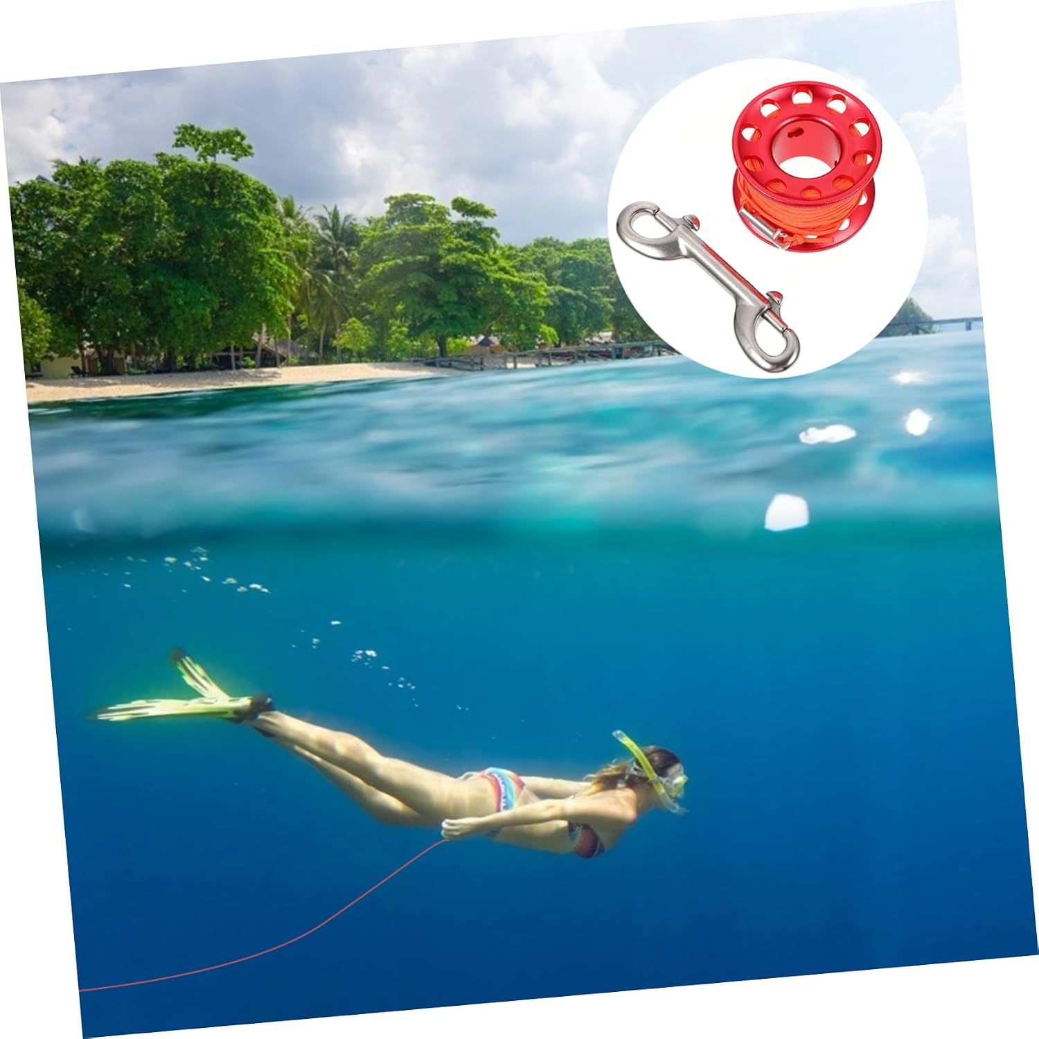 Holibanna 1set Scuba Diving Spool Reel Snap Clip Aluminum Alloy Line Holder for Snorkeling Cave Mapping and Search Recovery Activities Essential Diving Tool