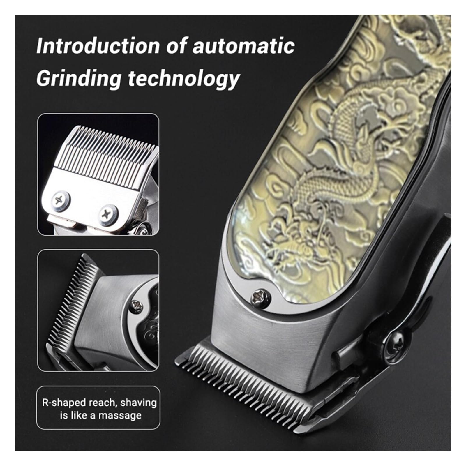 Rasoio professionale per capelli da uomo, con display digitale, ricaricabile tramite USB, tagliacapelli elettrico, rasoio da barba (bronzo dragon)