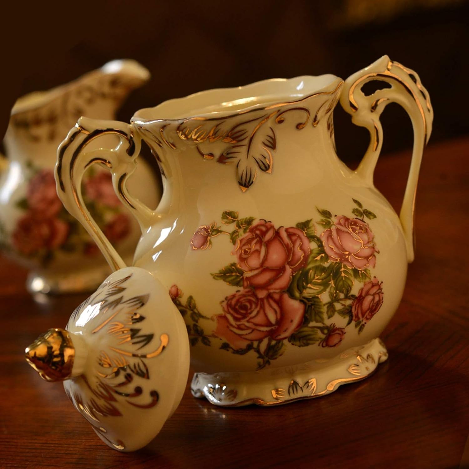 Sugar Bowl Sugar Bowl with Lid Coffee Sugar Bowl Family Hotel Cafe Multifunctional Ceramic Sugar Bowl is The Best Choice for Gifts to Friends Candy jar (Color : A)