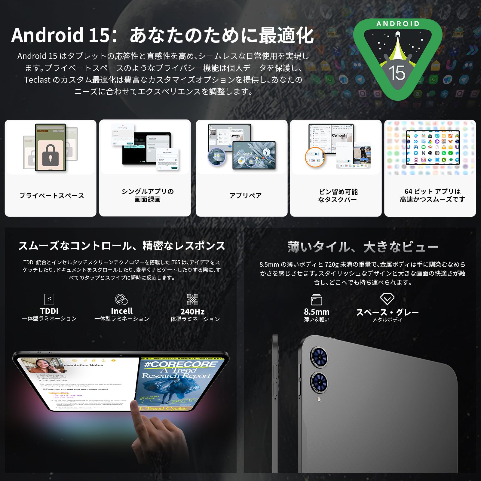 Amazon.co.jp: TECLAST T65 13 インチ タブレット 120Hz 画面