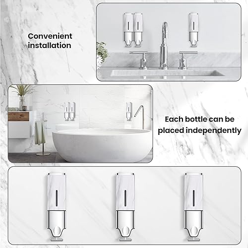 Miniatura 4 de EHORIA Dispensadores cuadrados 2 en 1 para la ducha, dispensador de jabón de ducha, acondicionador y dispensador de champú, distribuidor montado en