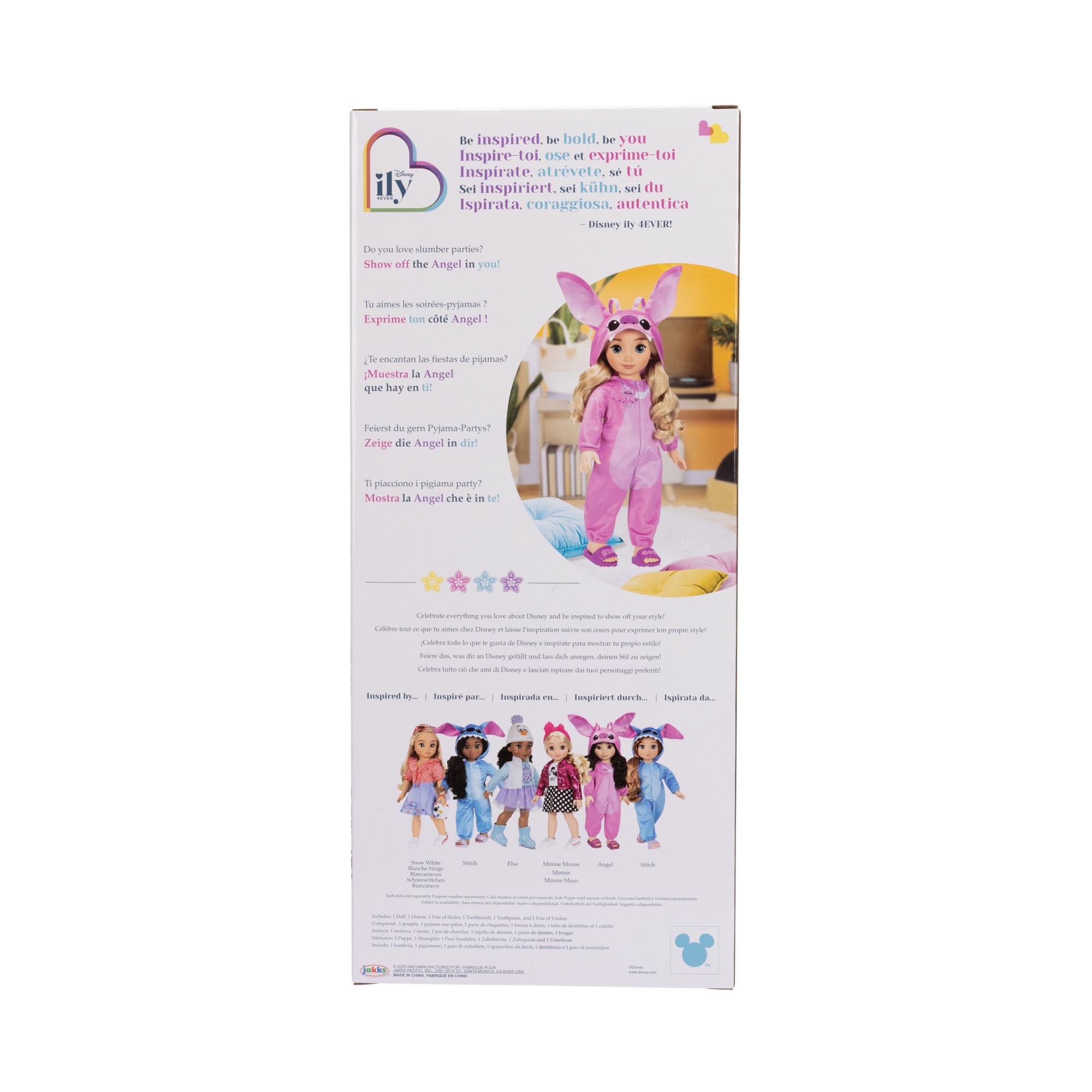 Disney ILY 4EVER Angel 45cm - 18"- Doll with Blonde Hair - Includes Angel Inspired Pink Onesie, Pink Slides and Sleepover Toothbrush for Girls Aged 6+