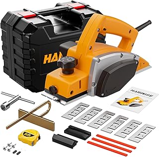 16000RPM Electric hand planer, 500W 3-1/4 Inch Electric wood planer with 82mm Blades & Depth Adjustment, 110V Power Wood Planer for Surface Finishing, Woodworking, Carpentry, and Home DIY