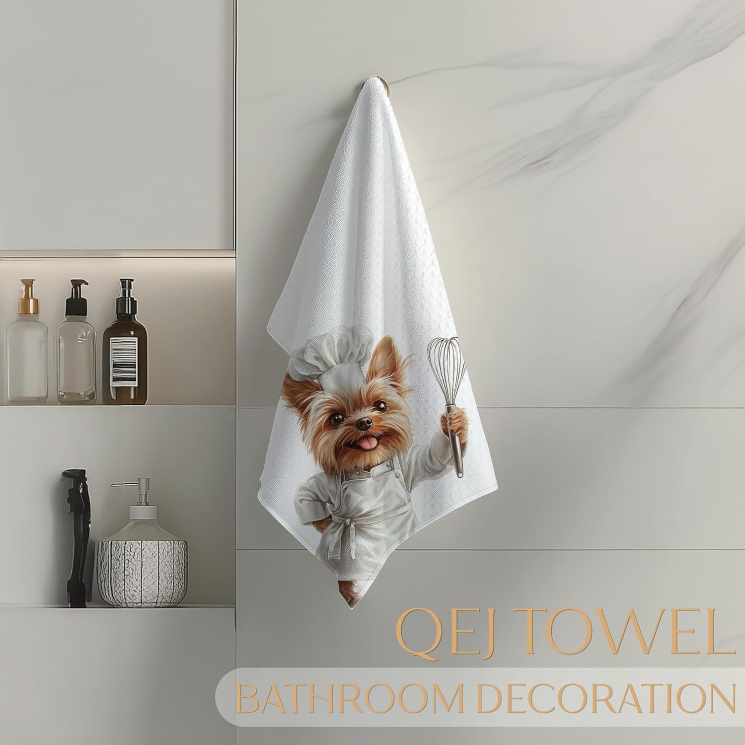 Funny Yorkshire Terrier Chef Kitchen Dish Towels, Yorkie Gifts for Women, Funny Chef Gifts Decorative Hand Tea Towels for Kitchen, Yorkshire Terrier Gift, 16x24 Inch - Image 4