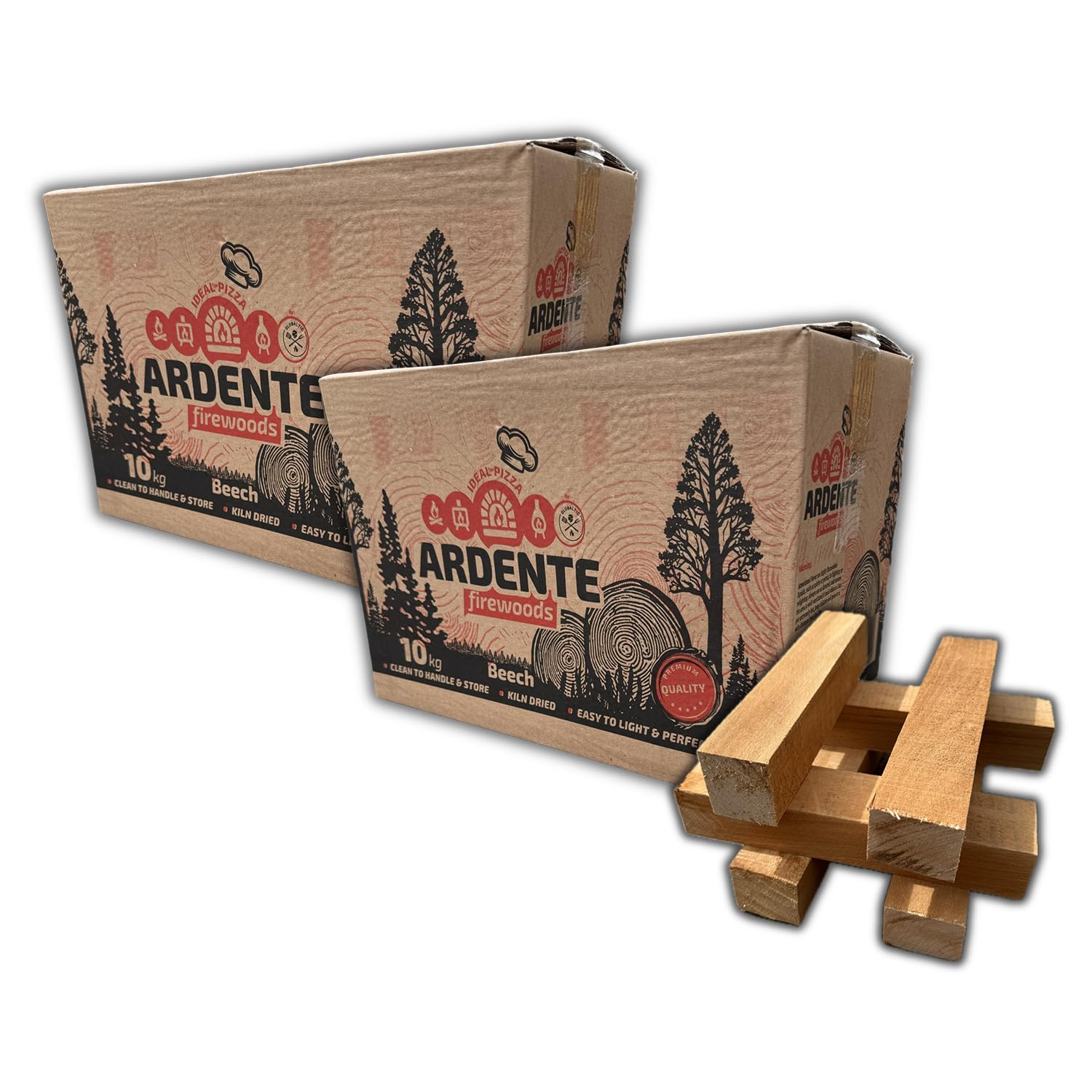 Warma Beige Ardente Beech Pizza Wood Oven Kiln Dried Hardwood Firewood Logs - Handle & Store - Easy To Light - Suitable For Ooni Uuni Nero Dellonda Portable Outdoor Brick Pizza Ovens - 2 X 10Kg