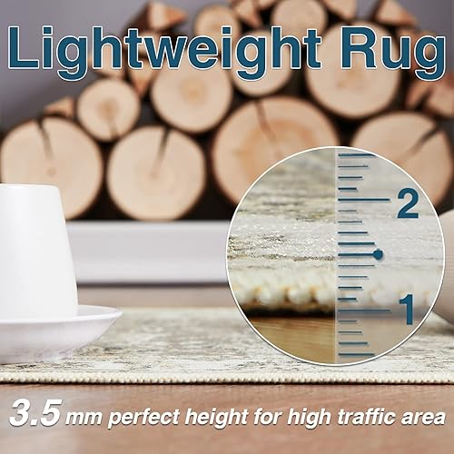 Miniatura 5 de jinchan Tapete de pasillo lavable a máquina, diseño floral de época, antideslizante, pelo bajo, ultrafino, para cocina, lavandería, dormitorio o