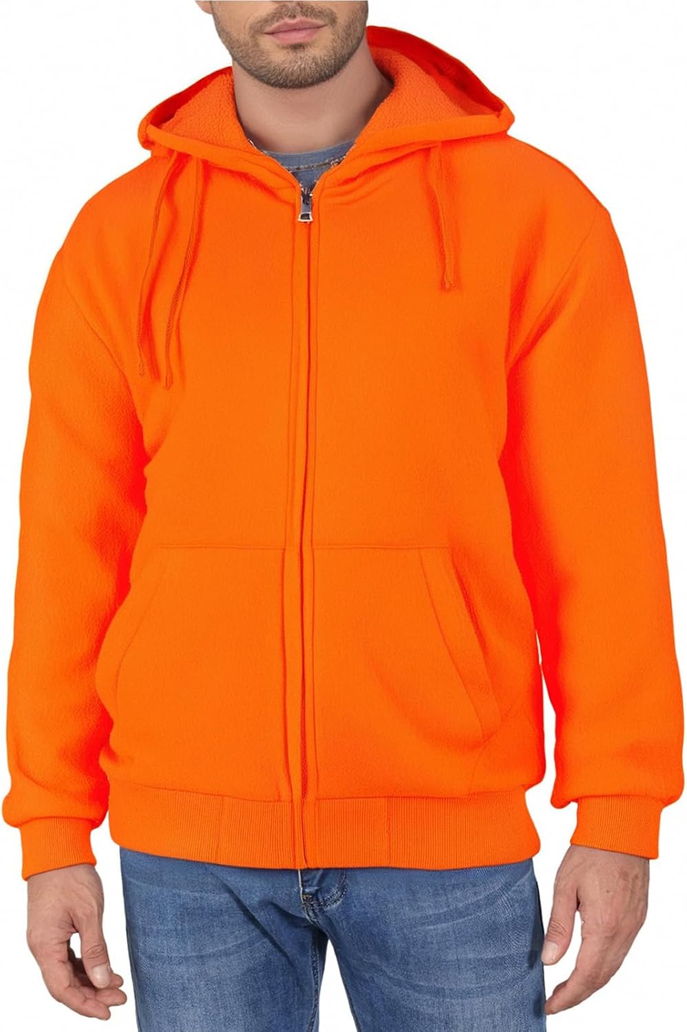 Ymosrh Men's Hoodies, Long Sleeve Zip Up Fleece Lined Hoodie Fall Winter Warm Hooded Sweatshirts Pullover, M-3XL
