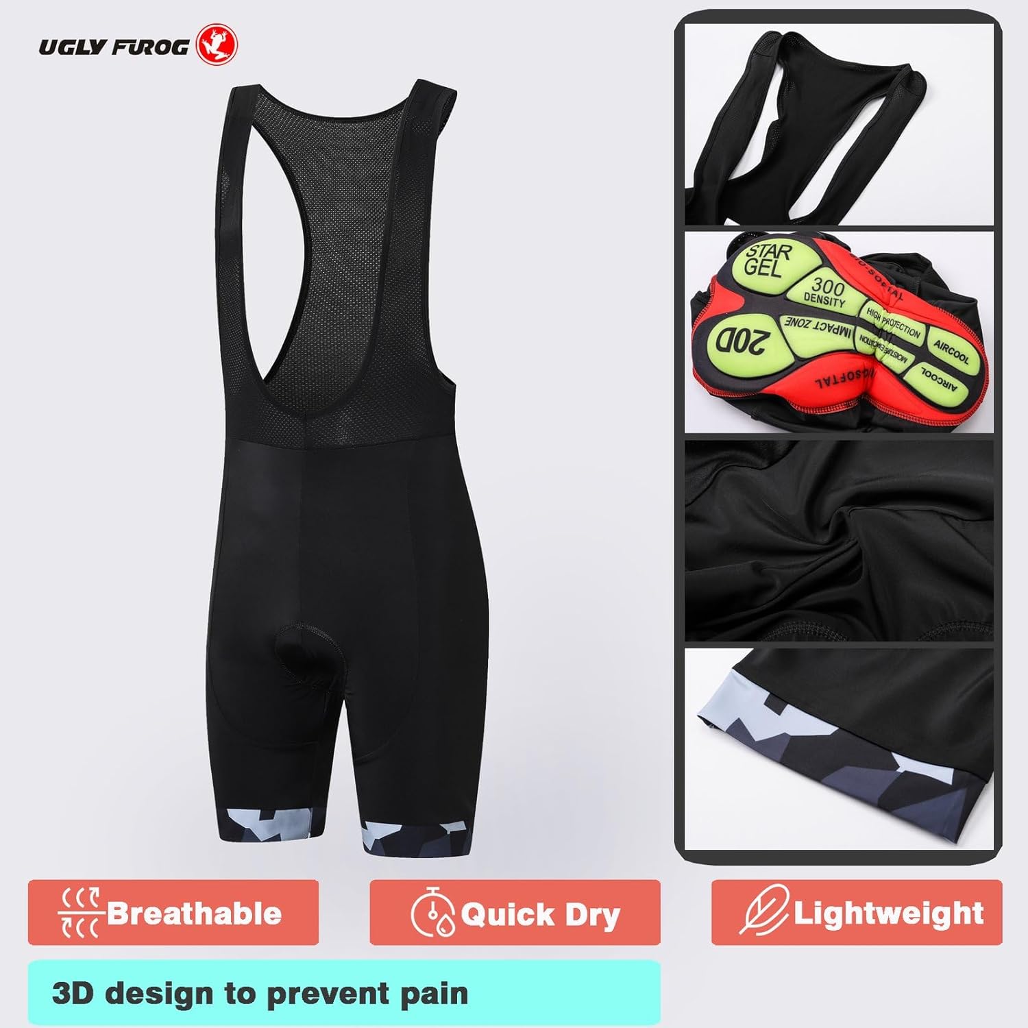 UGLY FROG Summer Cycling Suit Cycling Jerseys Shorts Set with Gel Pad for Outdoor