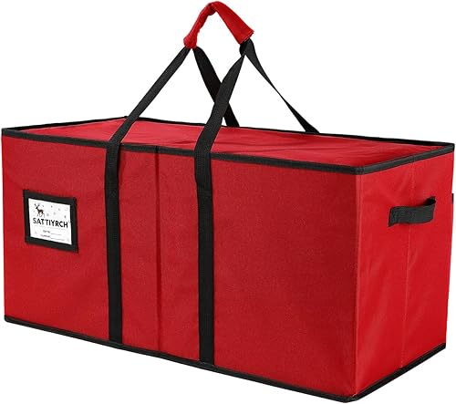 Miniatura 22 de Sattiyrch Caja de almacenamiento grande para adornos de Navidad con cierre de cremallera doble, la caja contribuye con ranuras para adornos Verde