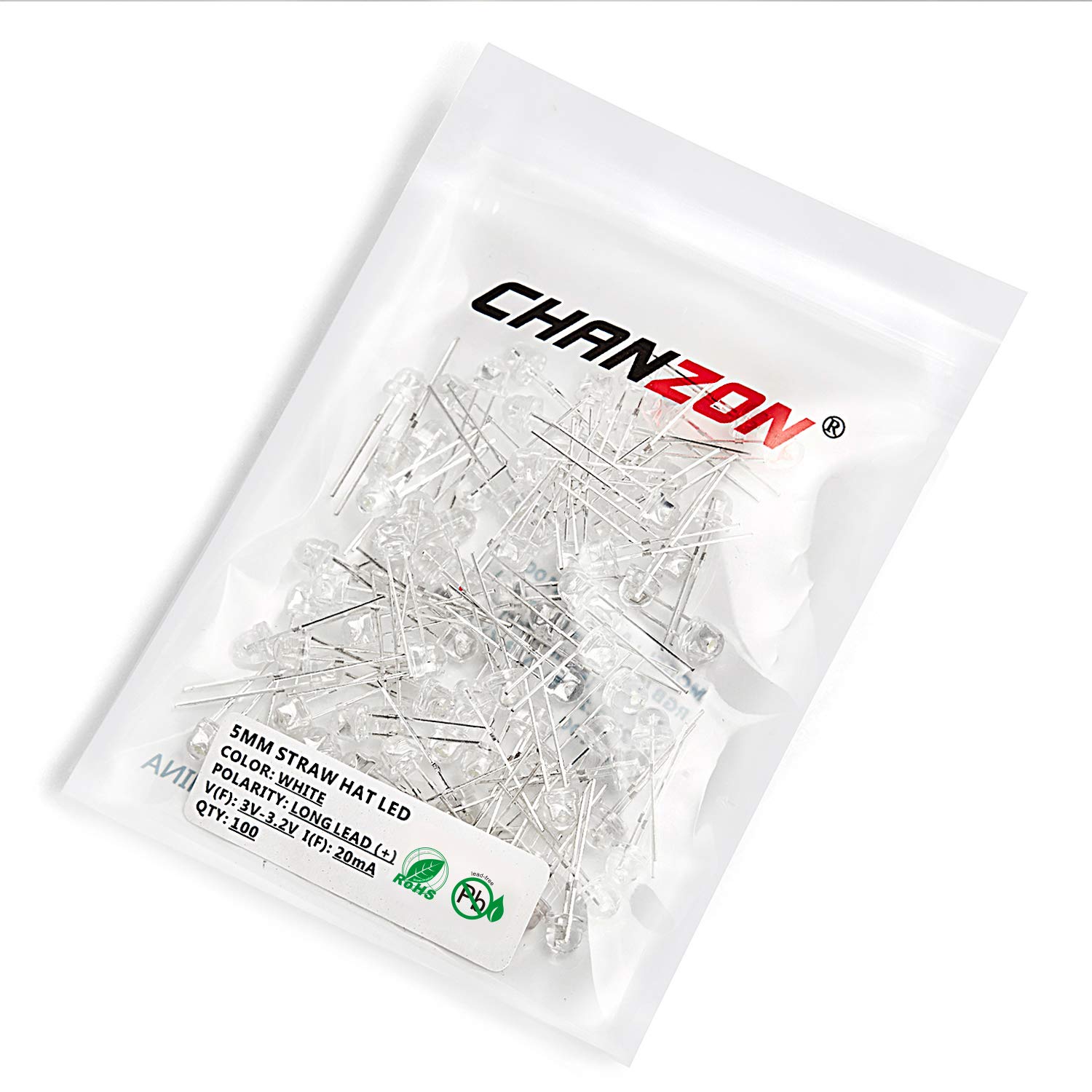 Amazon.com: Chanzon 100 pcs 5mm White Straw Hat LED Diode Lights