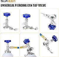 Vista 5 de Kit de manguera de recarga R134A R12 R22 con calibre, kit de manguera de carga de refrigerante de CA de 51 pulgadas con válvula de grifo