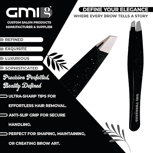 Miniatura 5 de Pinzas para cejas, 1 pinza profesional de acero inoxidable para depilación facial, pinzas para cejas para mujeres y hombres, brochadores y
