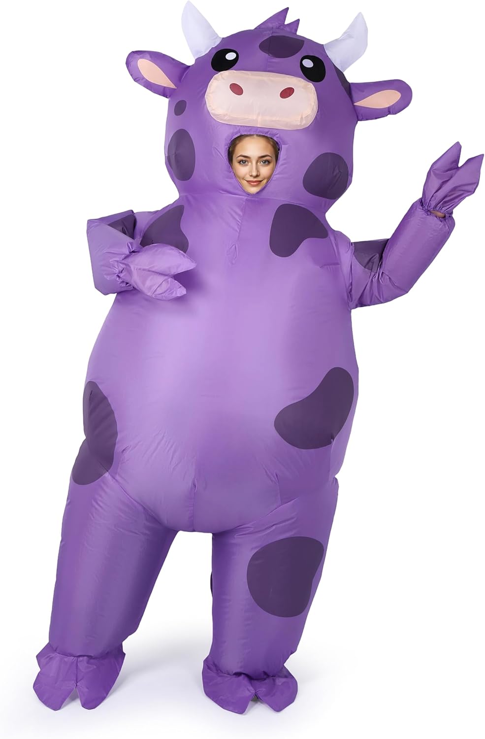 Cow Inflatable Costume Musical Cow Costume Suitable for role-playing at music festivals, Halloween parties (Purple cow)