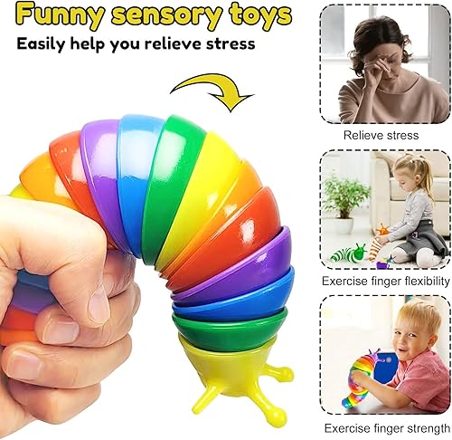 Miniatura 4 de Fidget Slug-Slug Fidget Toy para niños y adultos, 3 piezas de juguetes sensoriales para autismo para niños autistas, juguetes Fidget Slug -