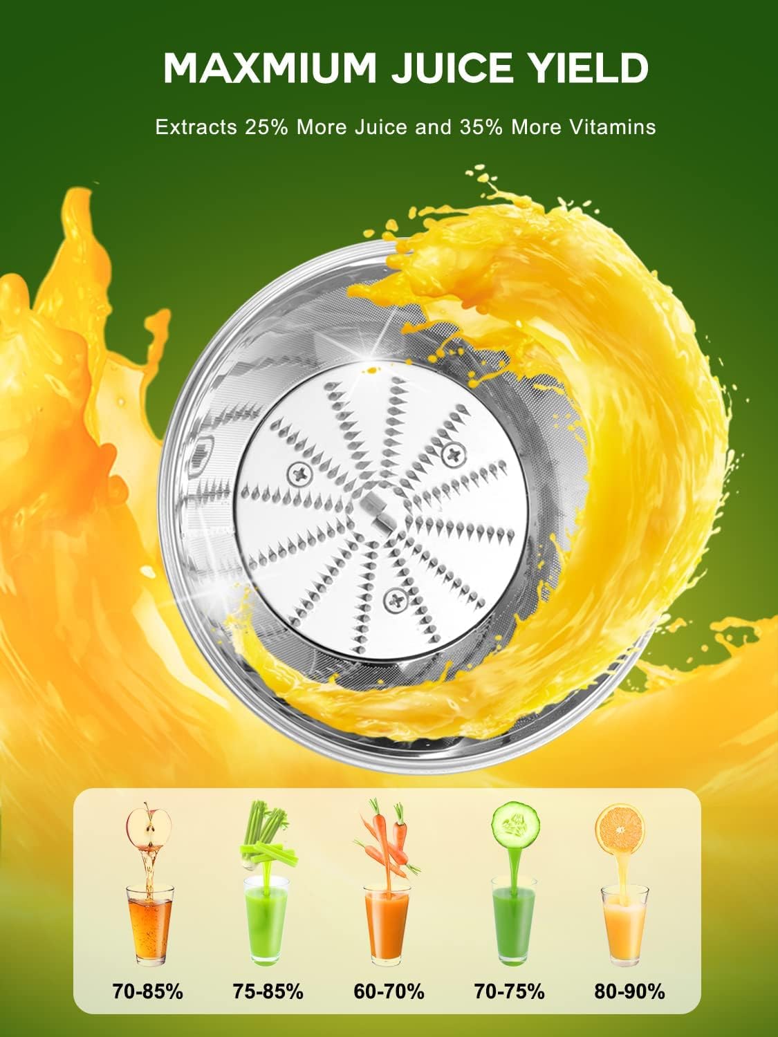 Máquina exprimidora, exprimidor de 600 W con boca ancha de 3 pulgadas para frutas y verduras enteras, extractor centrífugo de jugo, fácil de limpiar, acero inoxidable, sin BPA 6