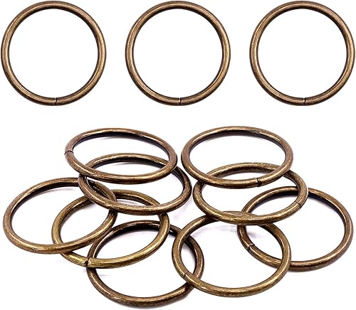 Miniatura 8 de Swpeet 60 anillos de metal multiusos de bronce resistentes de 54 de pulgada a 1.260 in para bolsas de hardware, anillos de mano, accesorios de