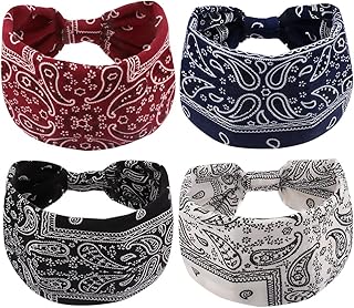 Top Knotted Headbands for Women Wide Plain Bandana Headbands 4 Packs Hair Bands for Women's Hair Soft Turban Headbands for Women Wide Headbands for Women