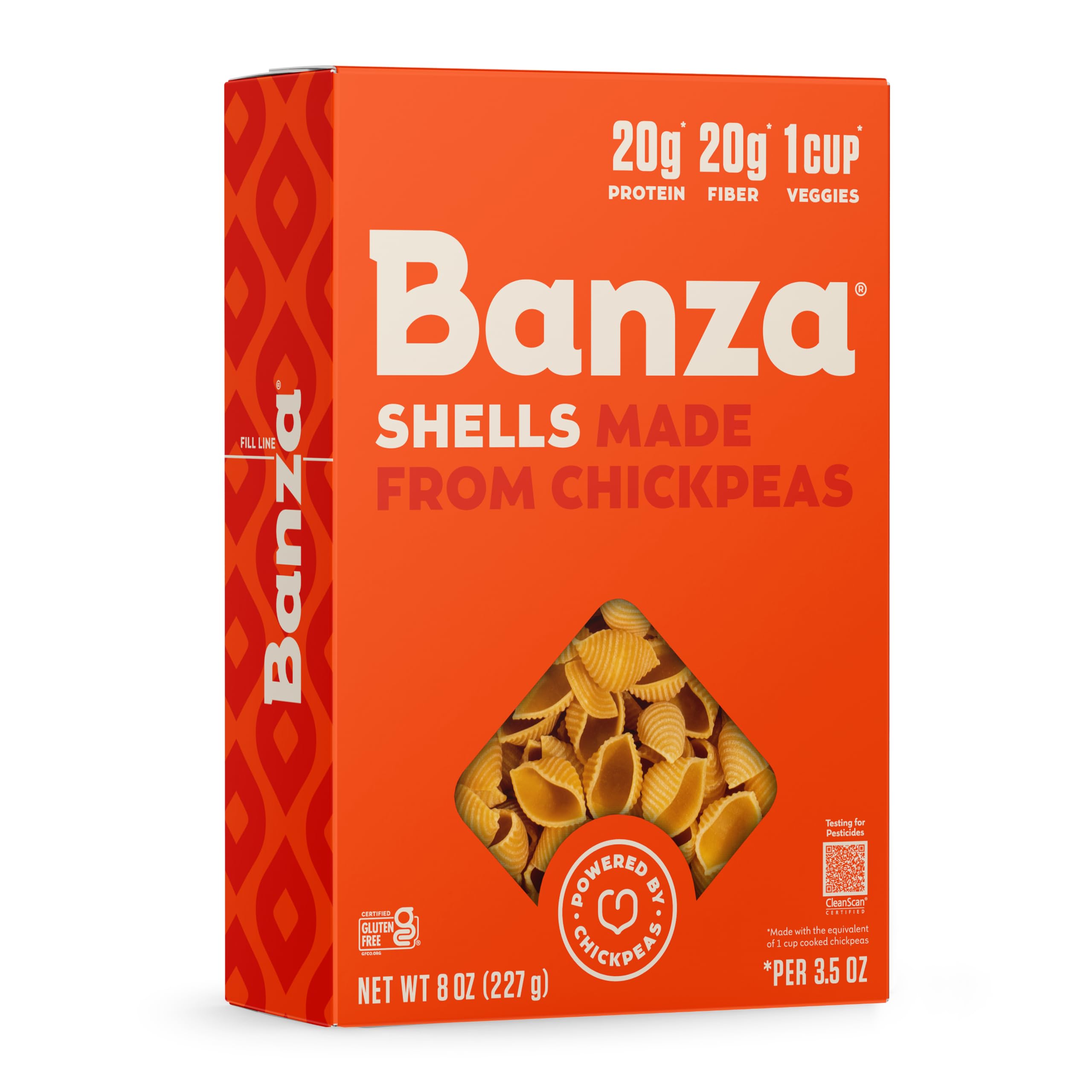 Banza Shells Pasta from Chickpeas - Gluten Free, High Protein, and Lower Carb Protein Shells Chickpea Pasta - 8oz