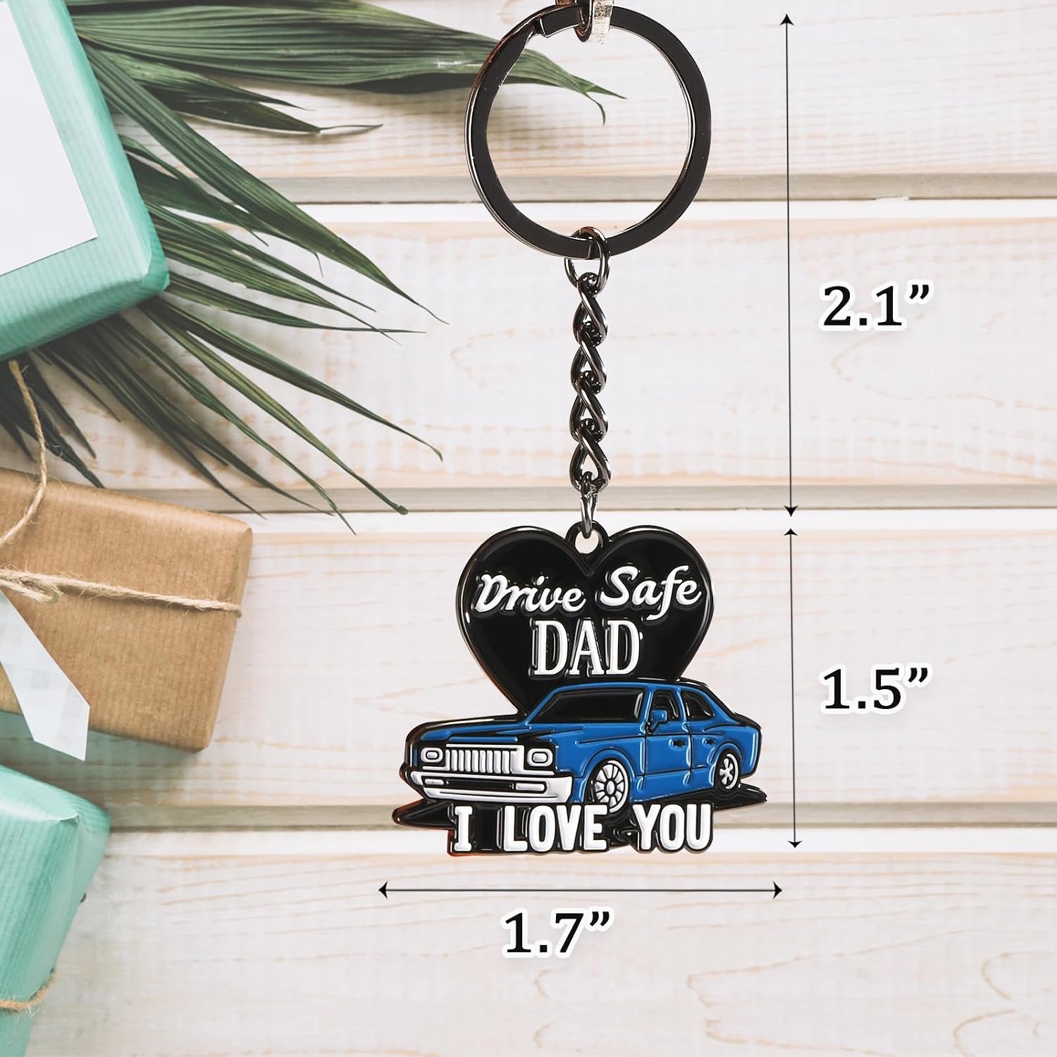 Drive Safe Keychain for Dad-I Love you Dad Gifts from Daughter Son Wife, Key Chain Gifts Idea for Daddy Father’s Day, Christmas, Birthday with Gift Box and Note Card