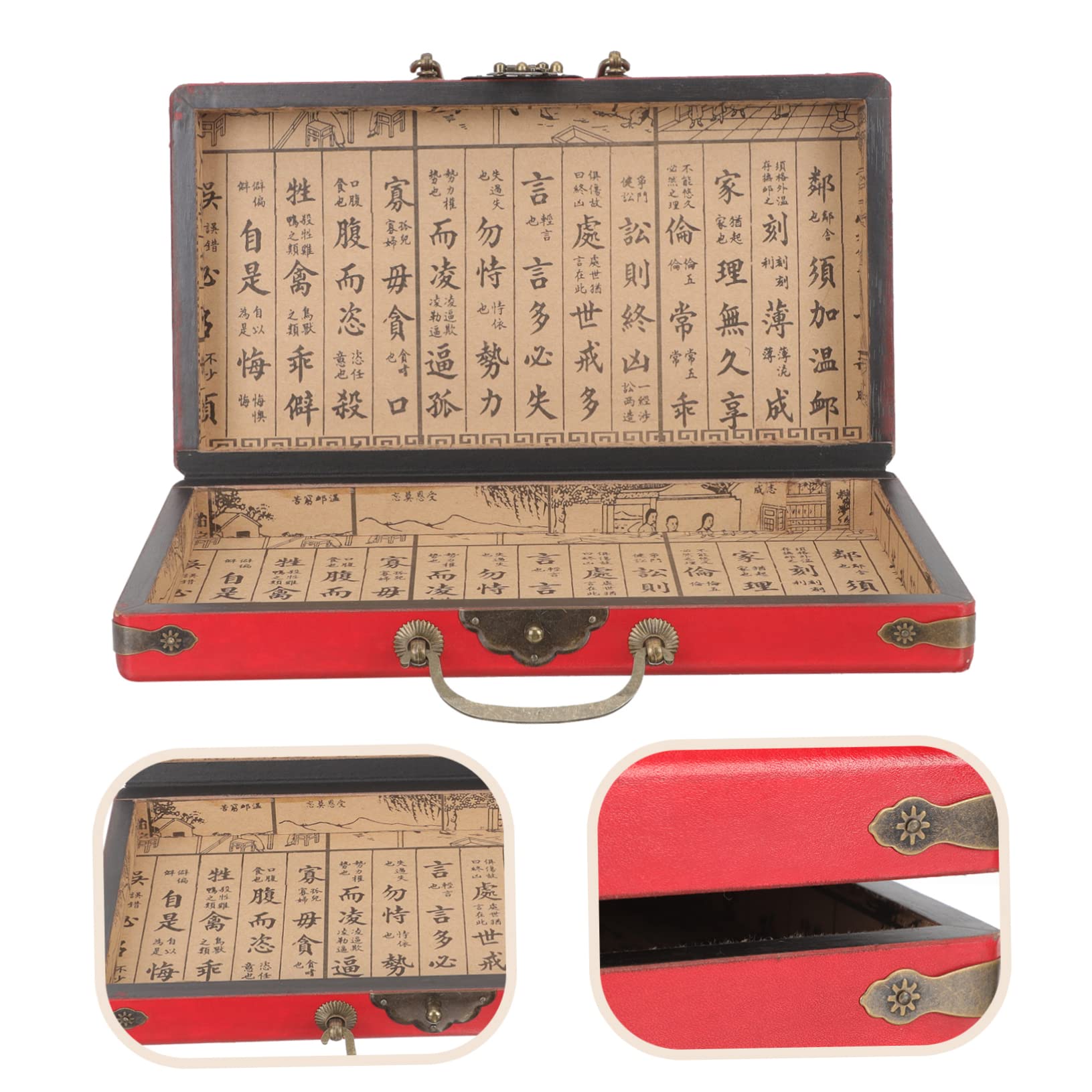 Boîte étui de mahjong rétro Majong contenants récipient avec couvercle mah-jong organisation maison organisation familiale de mahjong conteneur de mahjong en bois