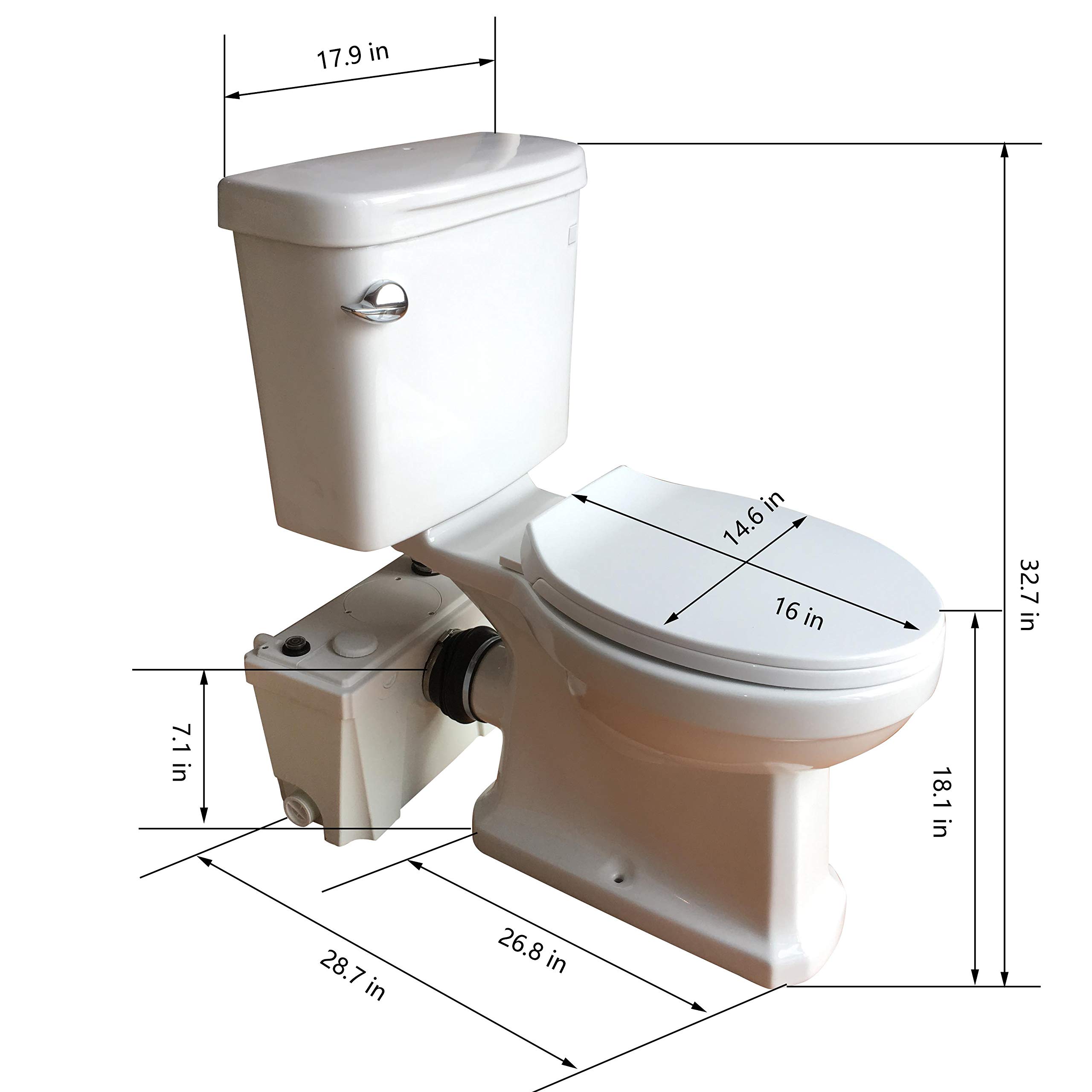 INTELFLO Macerating Toilet Kit Included 500Watt Macerator Pump and