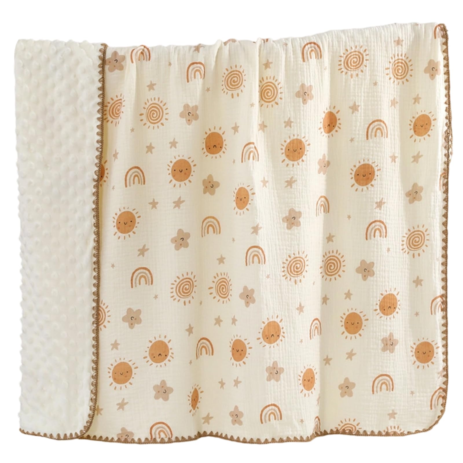 Elnwnnkc Super Soft Gauze Blanket with Dotted Fleece Backing Breathable Cotton Baby Swaddles Wrap Throw Blanket for Infant Baby Swaddles