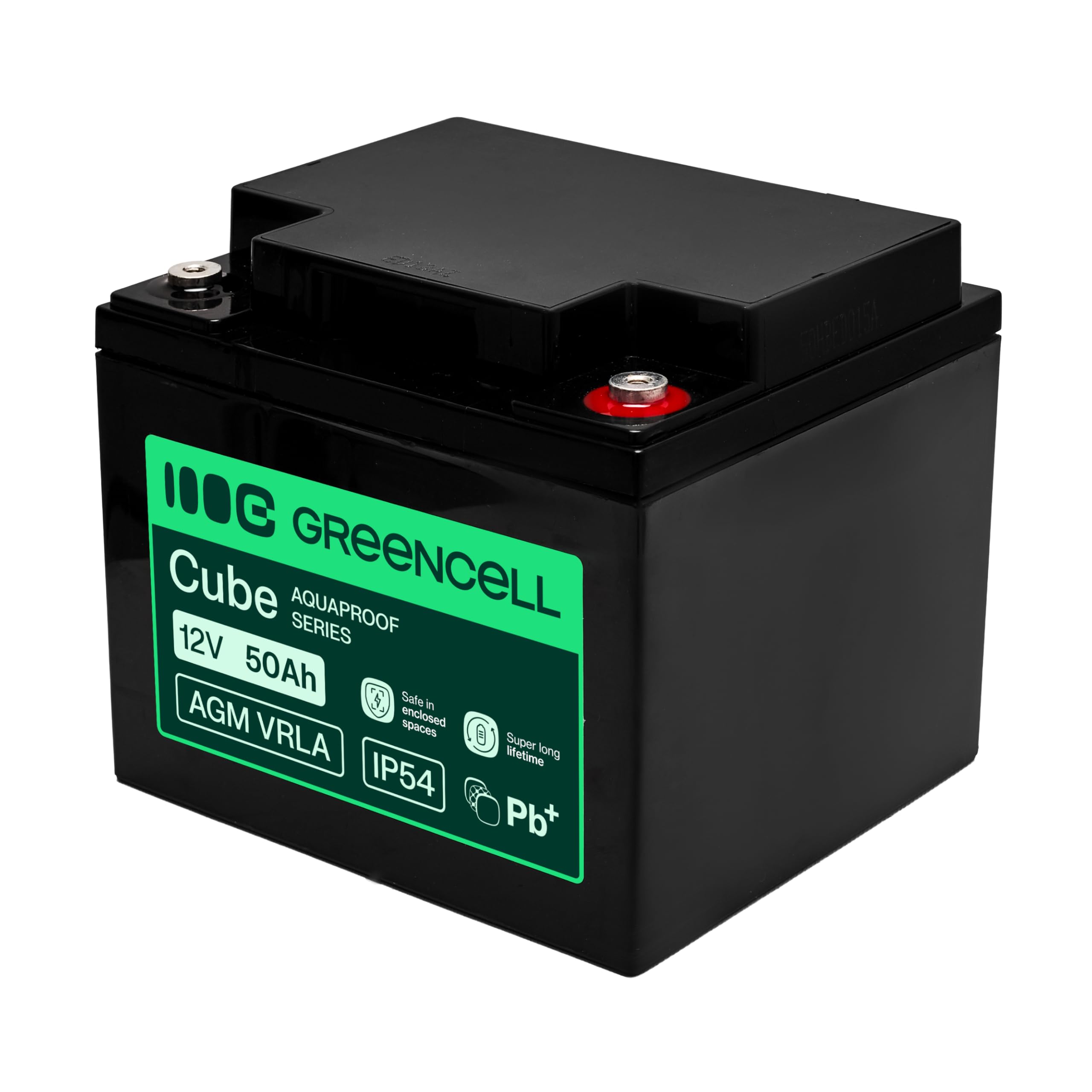 Greencell AGM VRLA 12 V 50 Ah - Batteria gel senza manutenzione per UPS, campeggiatori, sistemi di allarme, alimentazione di emergenza e applicazioni industriali, durevole, protezione IP54, alte