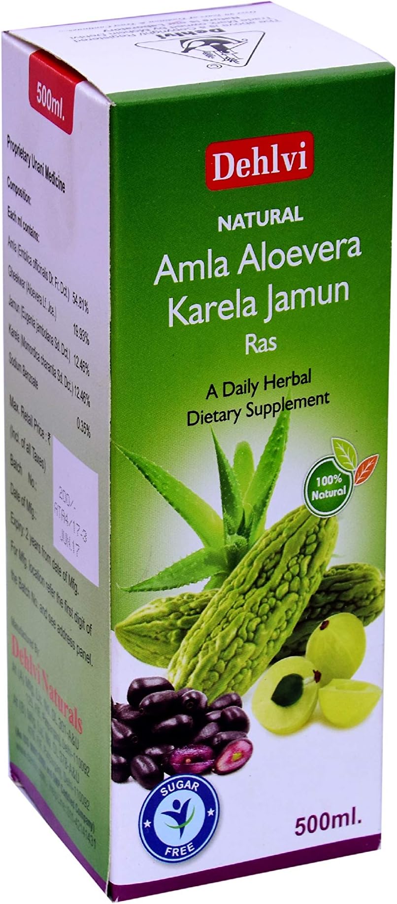 Dehlvi 4-in 1 (AMLA ALOEVERA jAMUN KARELA) Herbal Dietary Supplement (500 ML)