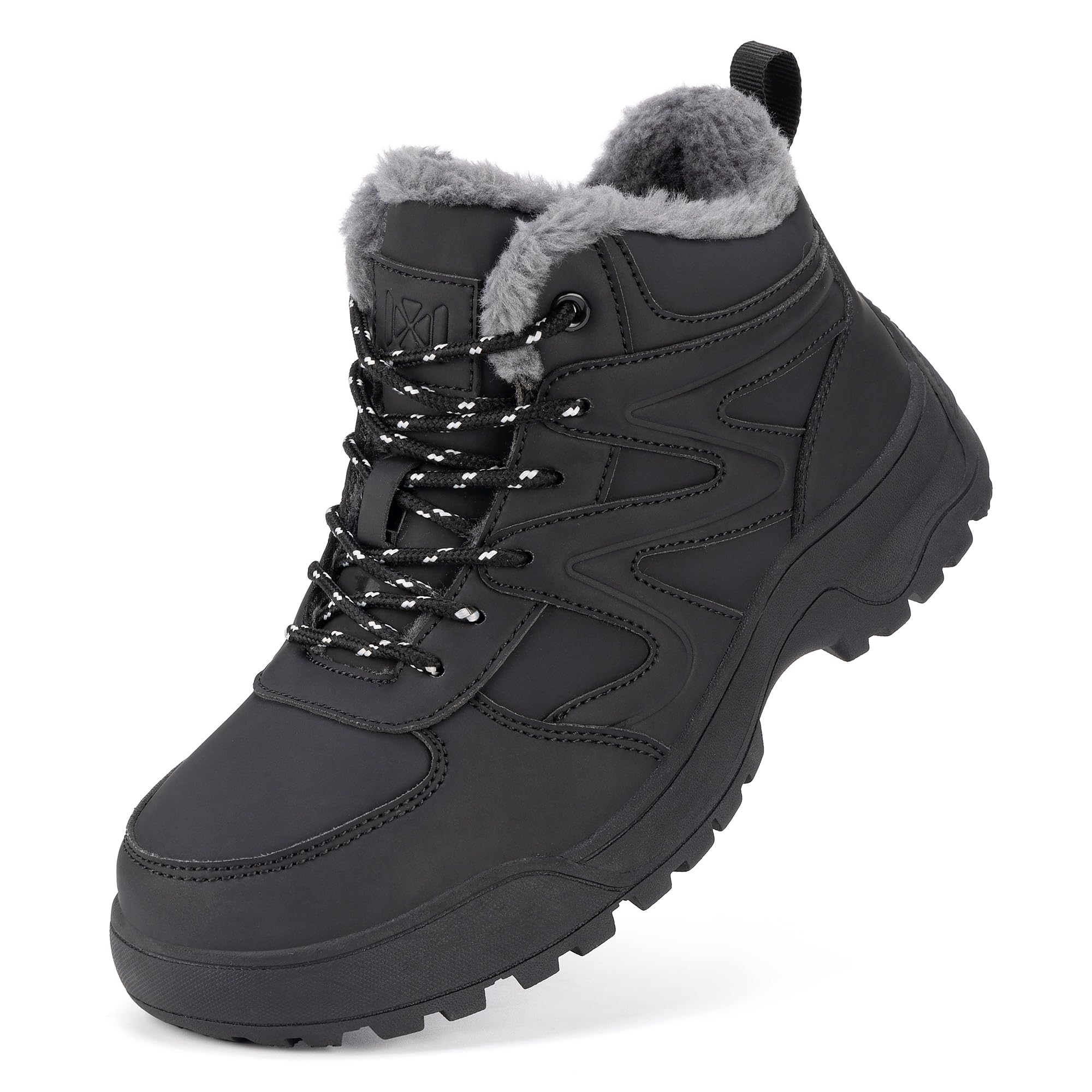 Botas de nieve de invierno para mujer botines cálidos exteriores ligeros media caña de piel sintética a la moda