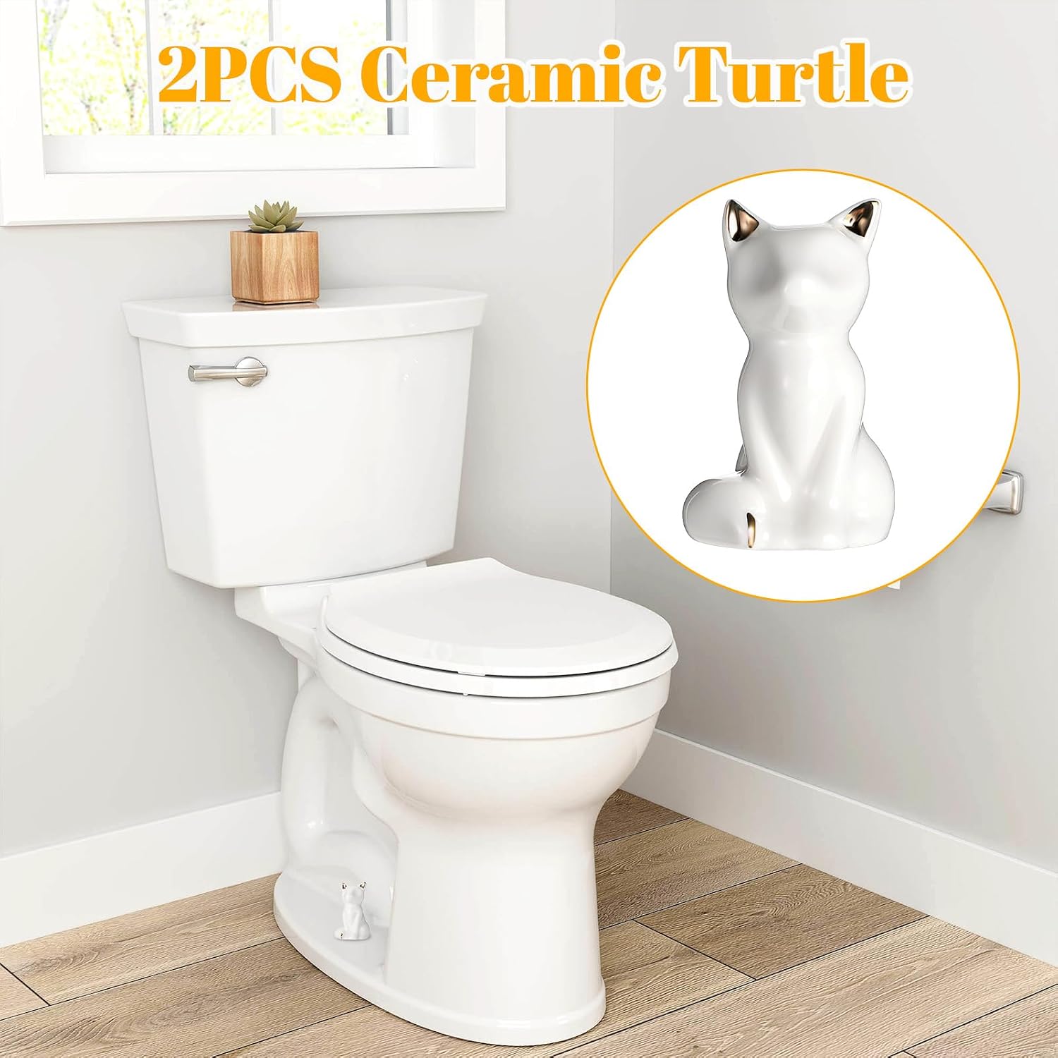 2pcs Cat Shape Toilet Screw Cover Caps White Toilet Bolt Caps Ceramic Toilet Bolt Covers Toilet Sea Turtle Replacement Parts Decorative Bathroom Accessory image 2