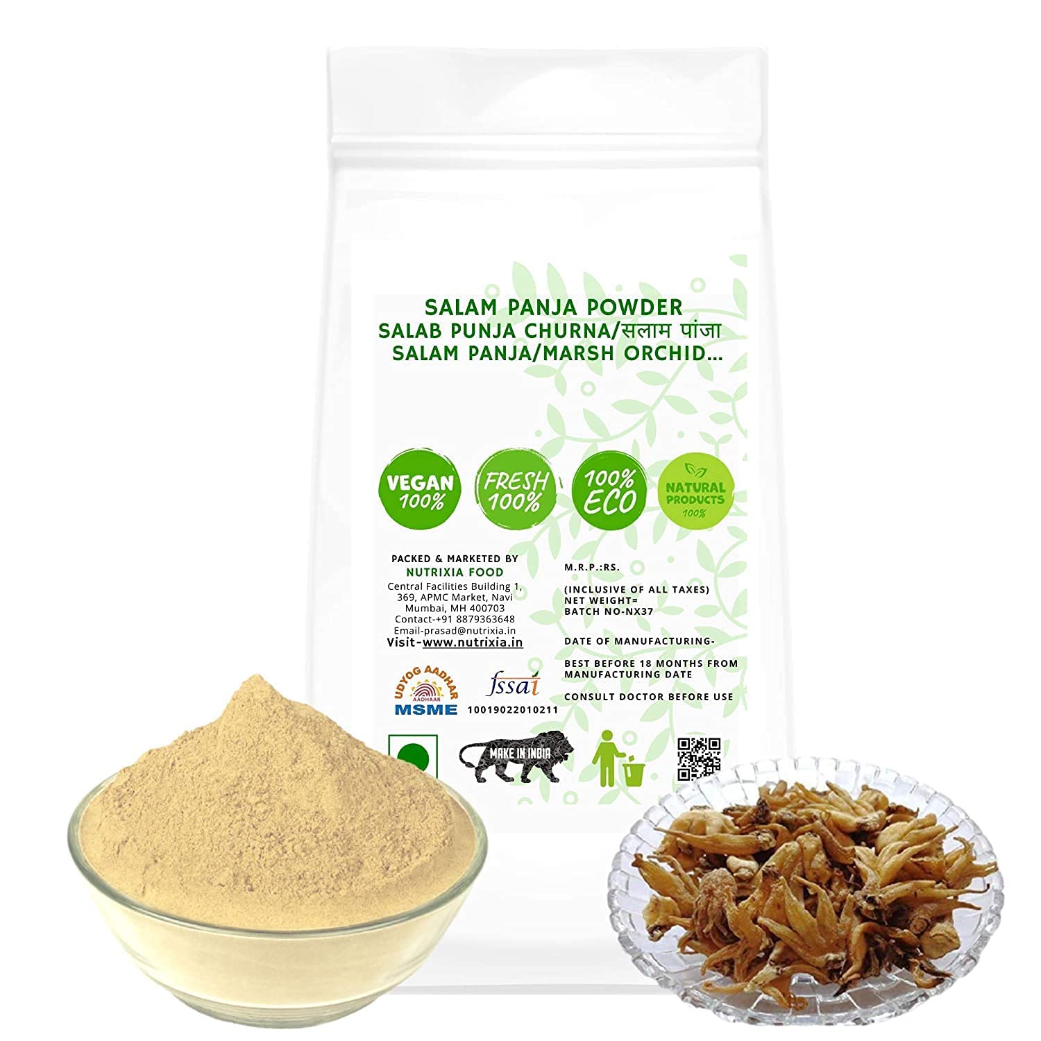 LOGY Salam Panja Powder Salab Punja Churna Salam Panja/Marsh Orchid (50 Gms)