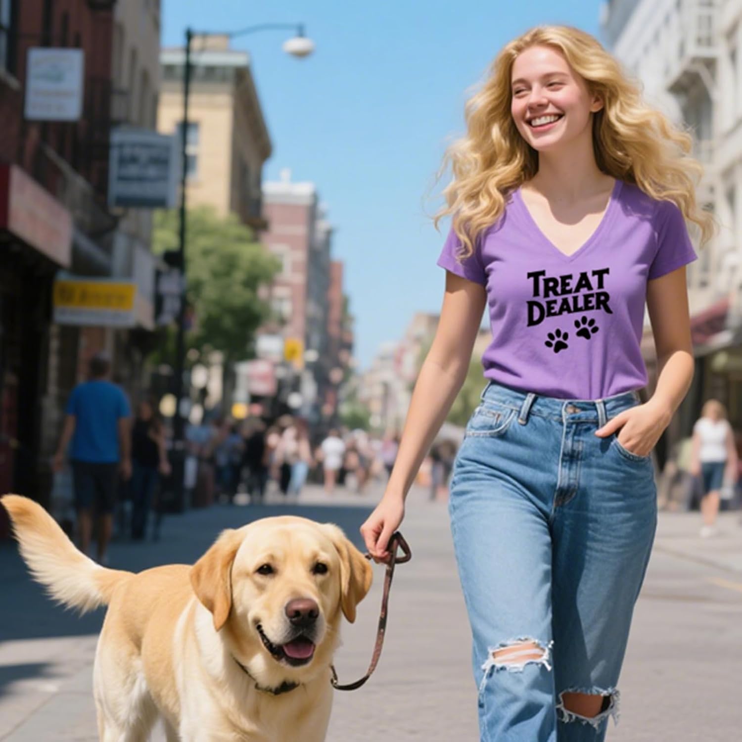 Treat Dealer T Shirt Women, V Neck Short Sleeve Tops Cute Dog Paw Print Graphic Tees Funny Humor Dog Owner Shirts - Image 2