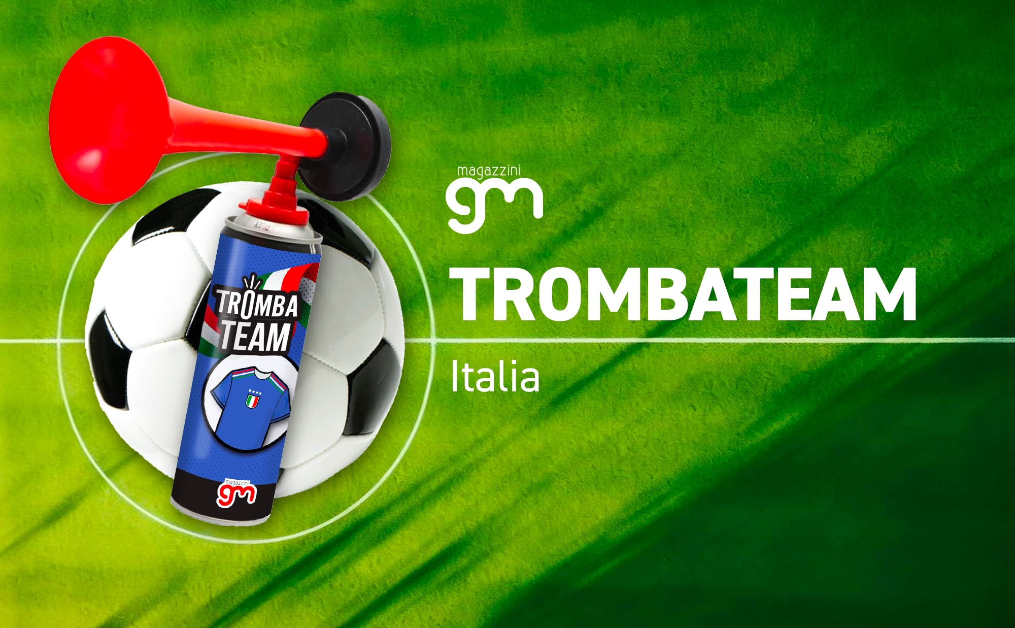 Tromba Team, Tromba da Stadio con i Colori della Squadra del Cuore, Avvisatore Acustico per Eventi Sportivi e Nautica, 300ml