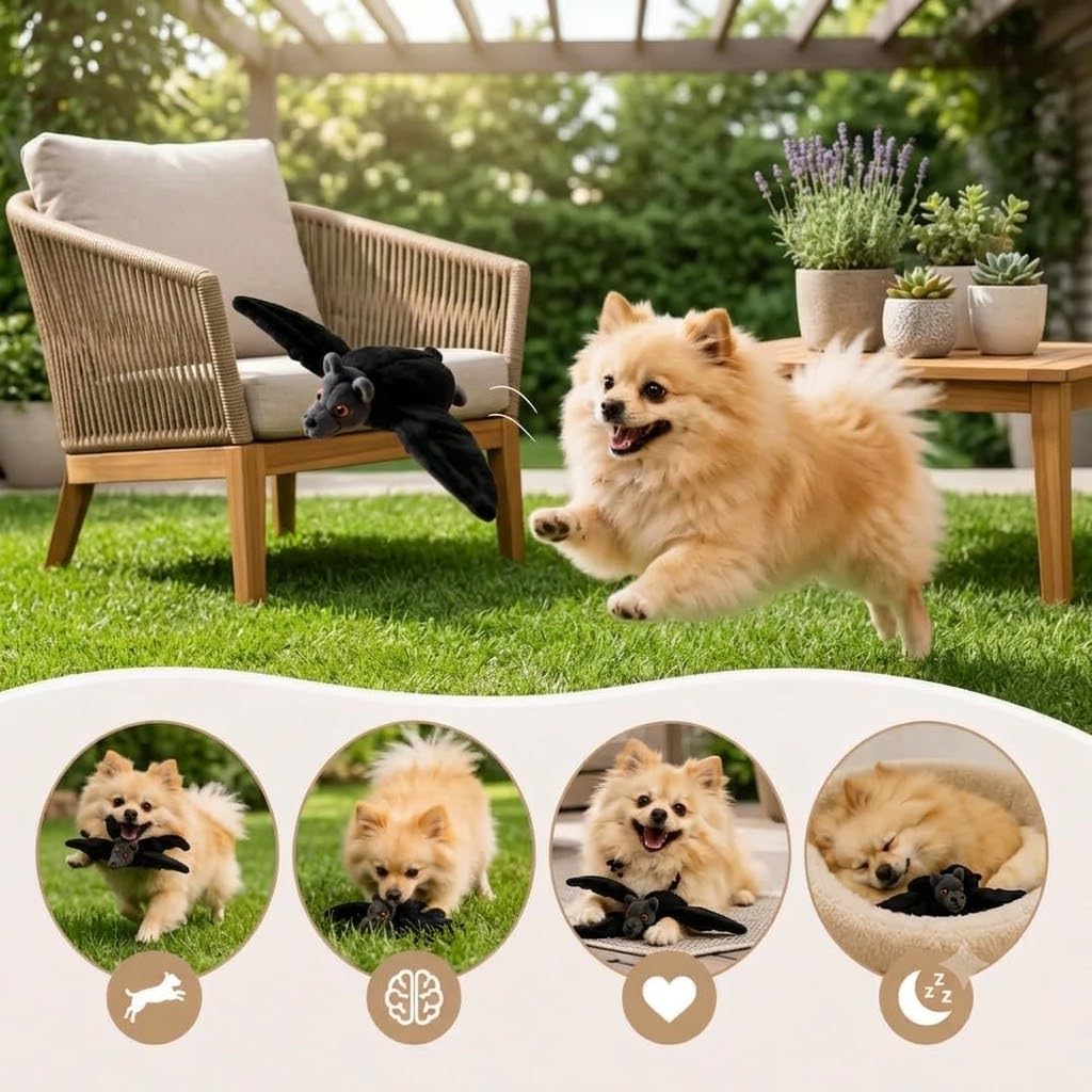 Juguete de murciélago volador para perro, recargable por USB, aleteo interactivo de peluche, divertido juguete de murciélago volador para perros, gatos y mascotas activas de interior