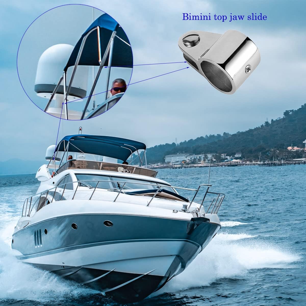 Bimini Top Jaw Slide 4PCS Marine Boat Hardware Bimin Top Hardware 316 Stainless Steel Inside Dia 7/8 or 1INCH