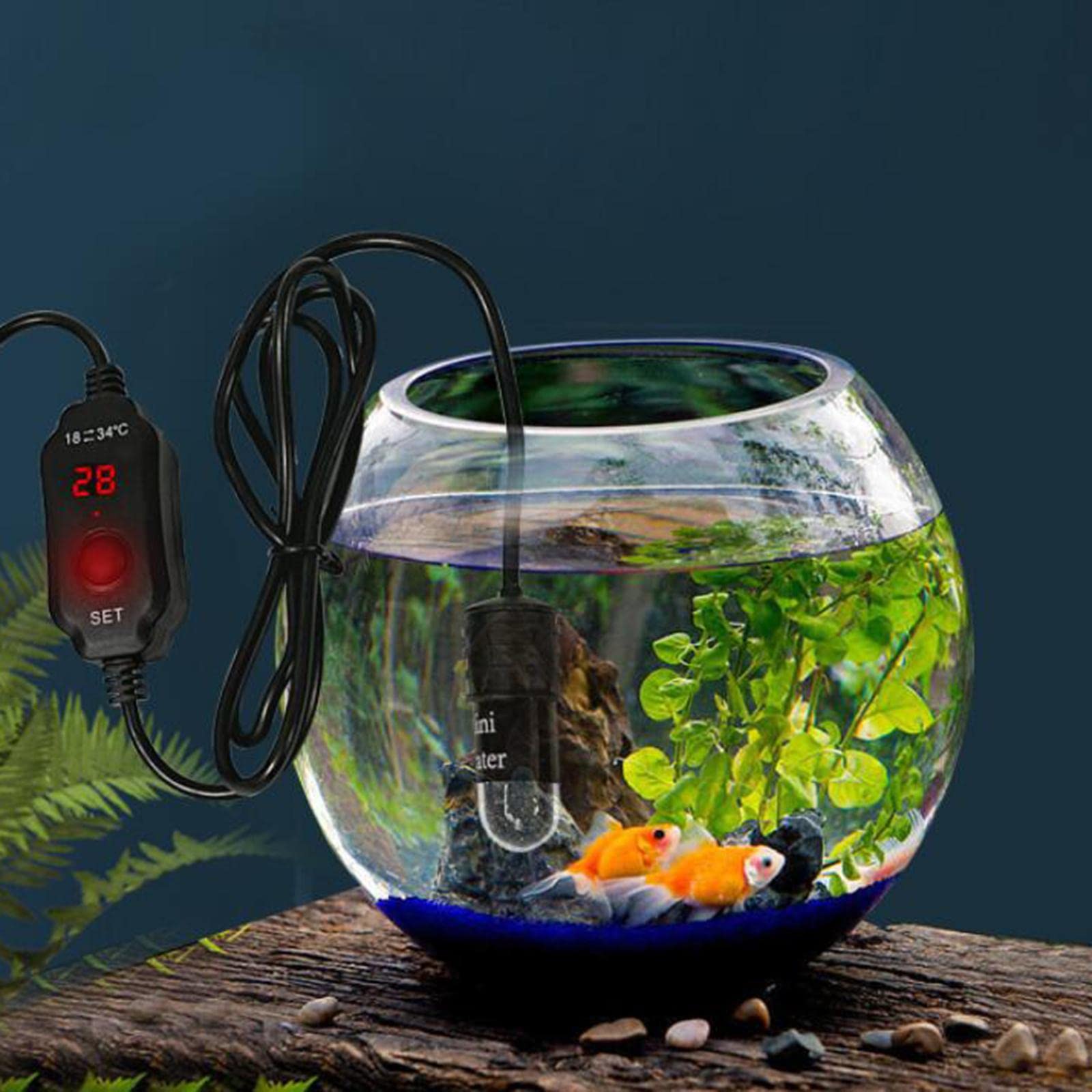 Juego de 5 calentadores de acuario pequeños de 10 W, termostato inteligente con pantalla digital ajustable, USB MINI 10 W