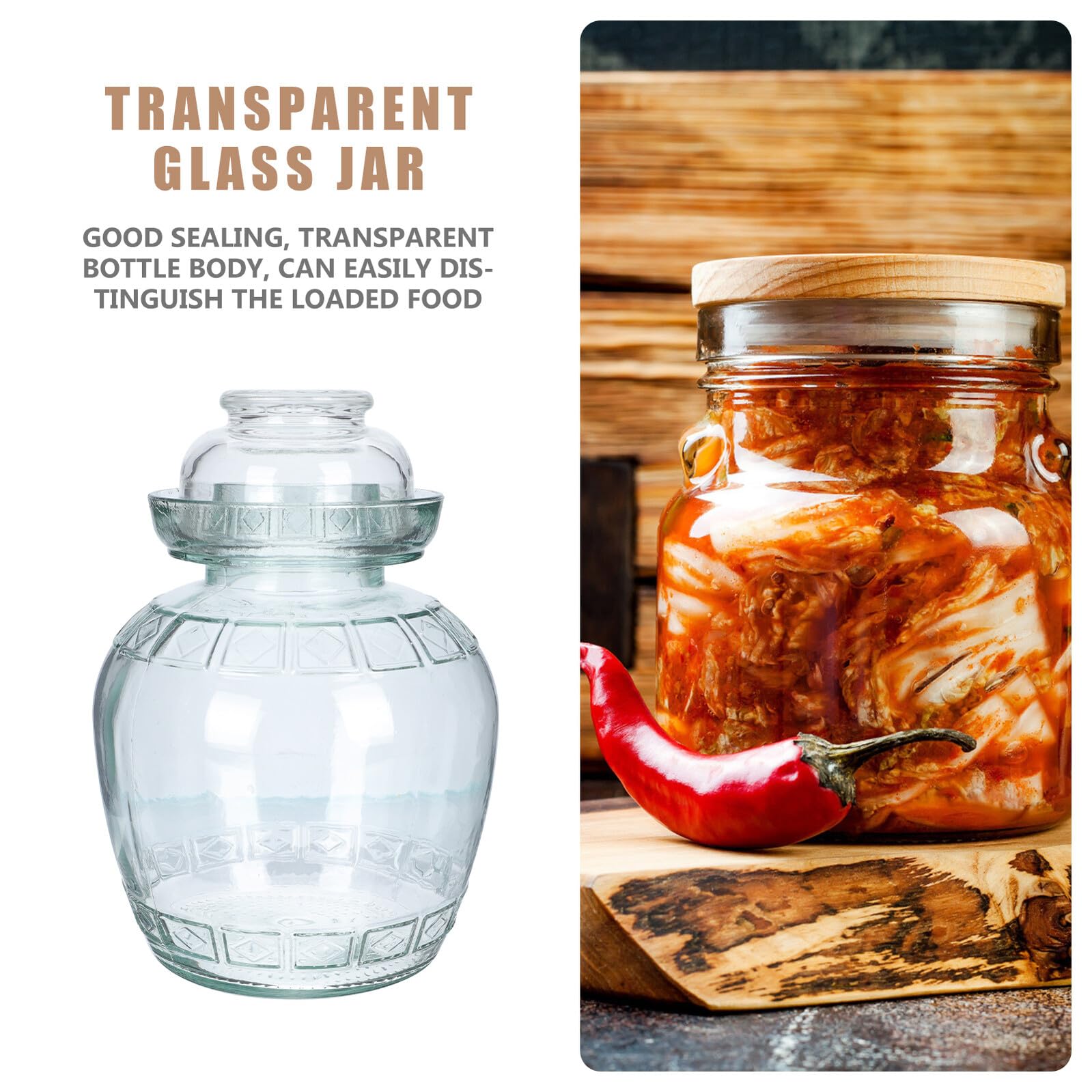 DOITOOL Gurkenglas 2500ml aus Glas mit Dichtem Deckel zur Aufbewahrung | Einlegen von Gemüse, Leicht zu Reinigen, Großes Volumen, Praktische Lagerung für Küche und Vorrat