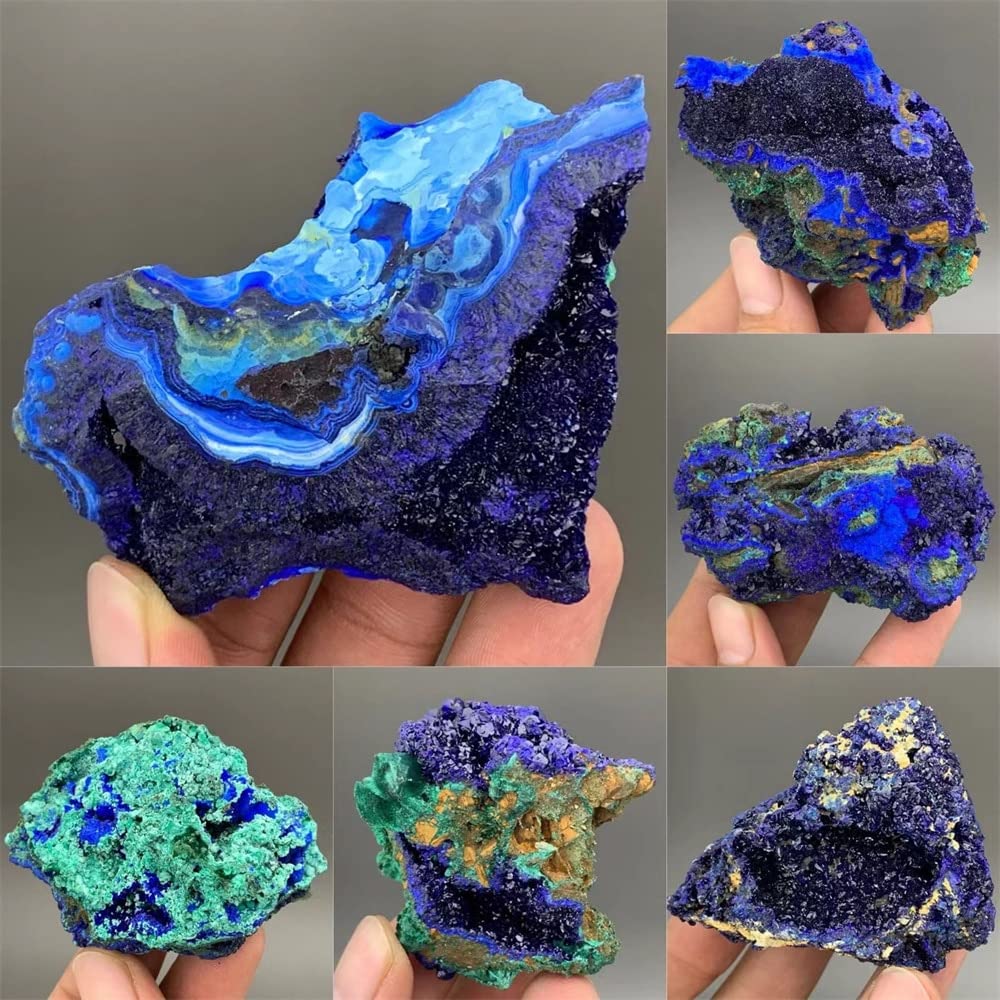 Azurita Natural malaquita geoda Cristal racimo espécimen enseñanza investigación Reiki Piedra Coleccionable Inicio Colecciones (Size : 4-6cm)