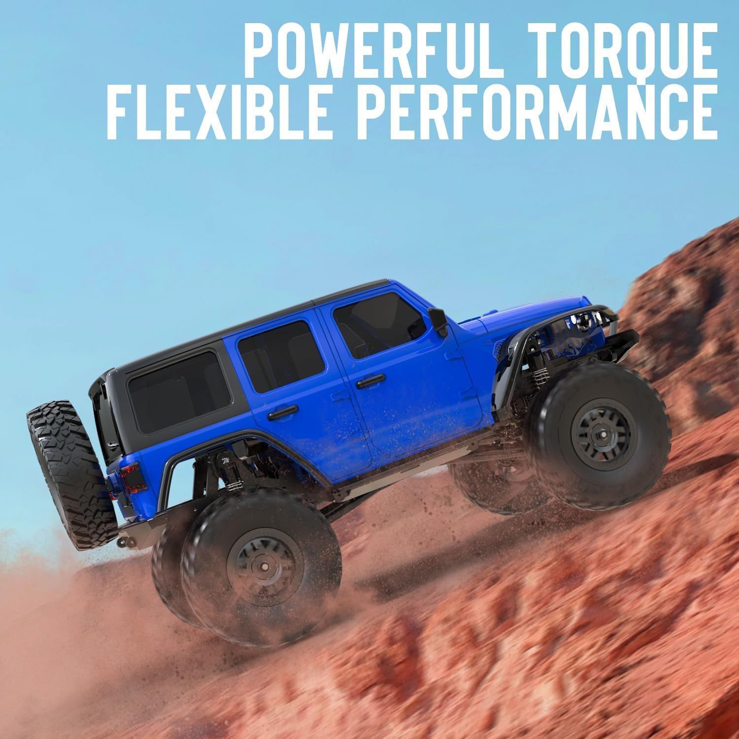 RACENT 1/24 RC Crawler 4WD Off Road All Terrain RC Monster Truck Rock Climbing with led Light Waterproof Hobby Grade Toys with 3 Batteries for Adults (Blue)