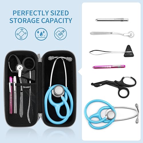 Miniatura 2 de Funda para estetoscopio Littmann Classic III, Lightweight II S.E de 3M, Acoustica Deluxe de MDF, Cardiology IV, espacio para tijeras médicas,