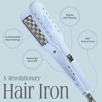 VOLOOM Classic 1-1/2 Inch Professional Volumizing Ceramic Flat Iron - Hair Volumizer & Styling Tool with Adjustable Temp & Auto Shut-Off for Lasting Volume for Thicker Hair - Heat Resistant Case