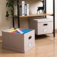 Vista 43 de PRANDOM Caja organizadora de archivos, juego de 1 carpeta plegable decorativa de lino para almacenamiento de archivos colgantes con tapas, gabinete