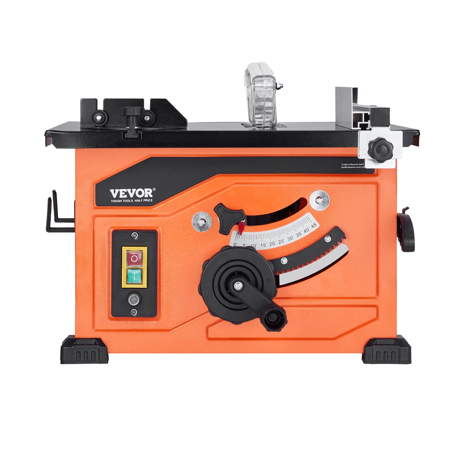 VEVOR 1200 W Sierra de Mesa Portátil de 59 x 46 x 37 cm con Hoja de Sierra de 24 Dientes, Capacidad Máxima de Corte de 225 mm, Velocidad de Corte de 4800 RPM para Carpintería y Fabricación de Muebles