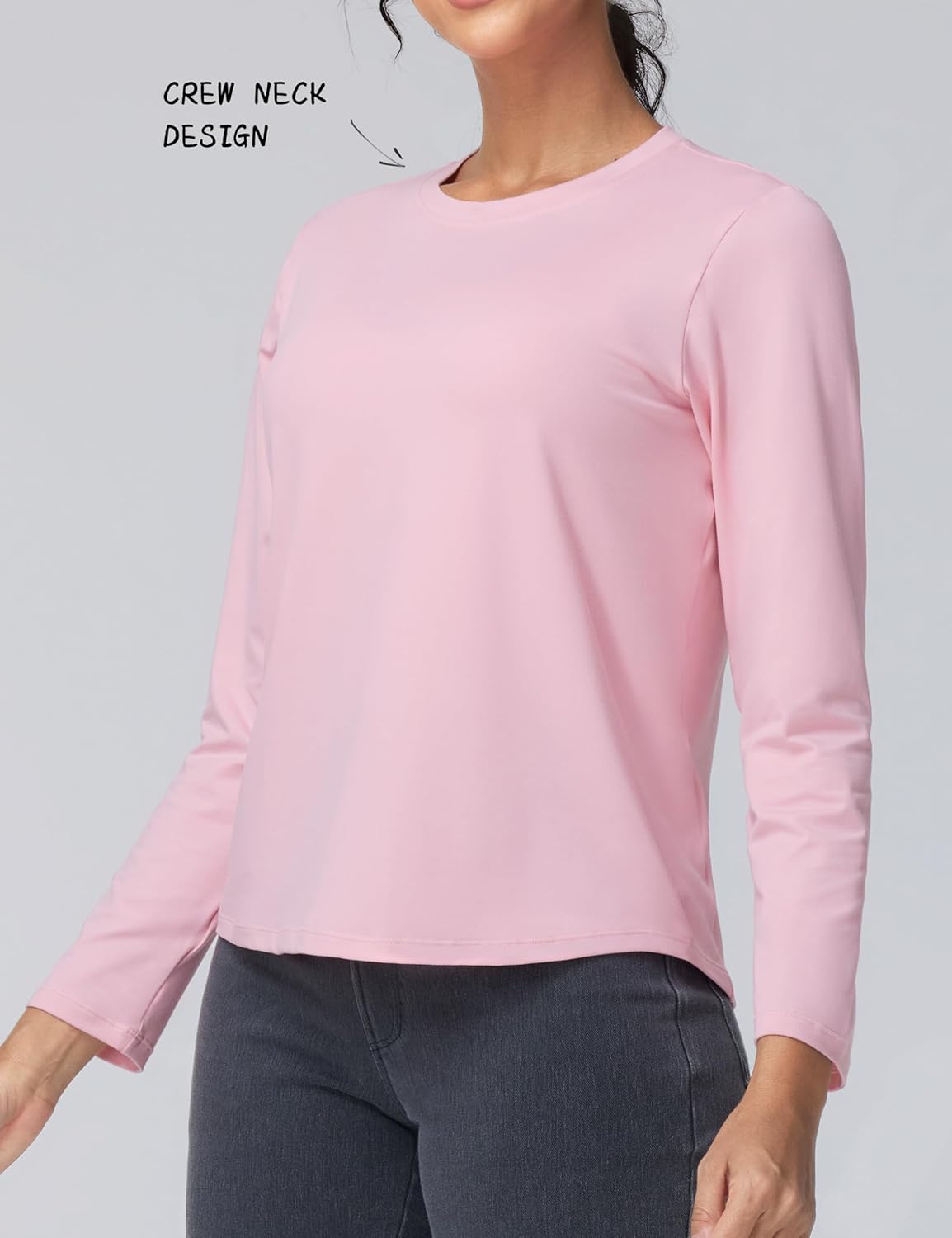 THE GYM PEOPLE Women's Long Sleeve Soft Workout Shirts Basic Crewneck UPF 50+ Sun Lightweight Fall Athletic Running Tops - Image 6