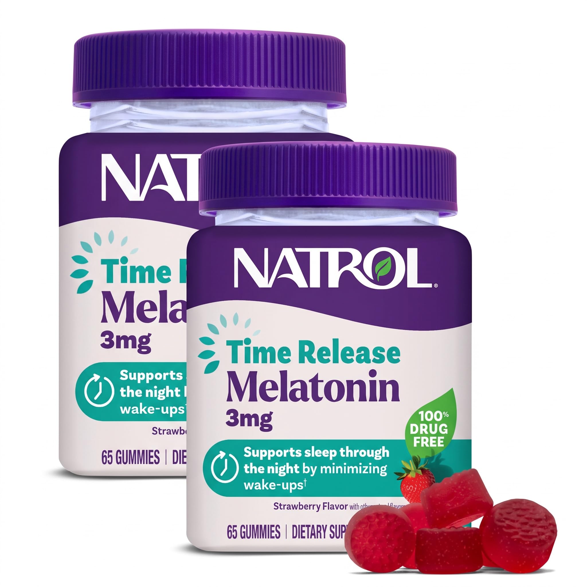 Natrol Time Release 3 mg Melatonin Gummies, Sleep Aid, Strawberry, 65 Count — Amazon image 10