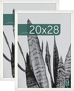 MCS Studio Gallery 20x28 Poster Frame White Woodgrain, Vertical & Horizontal Wall Hanging Large Picture Frame for Photos, Posters & Art Prints (2-Pack)