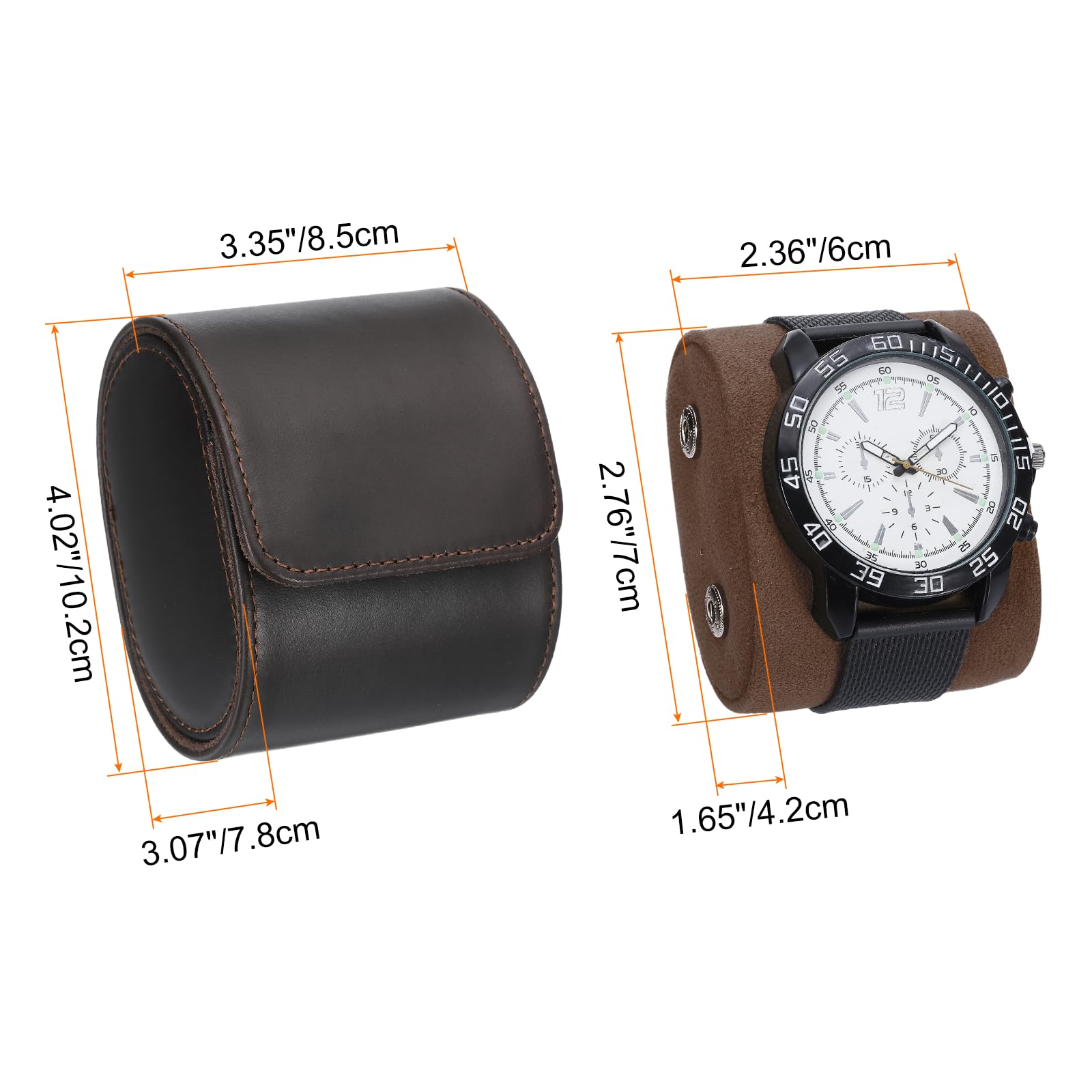HARFINGTON Custodia per orologi da viaggio in pelle con slot singolo, portatile, per uomini e donne, organizer per orologi con cuscini rimovibili per viaggi, display, conservazione a casa, caffè