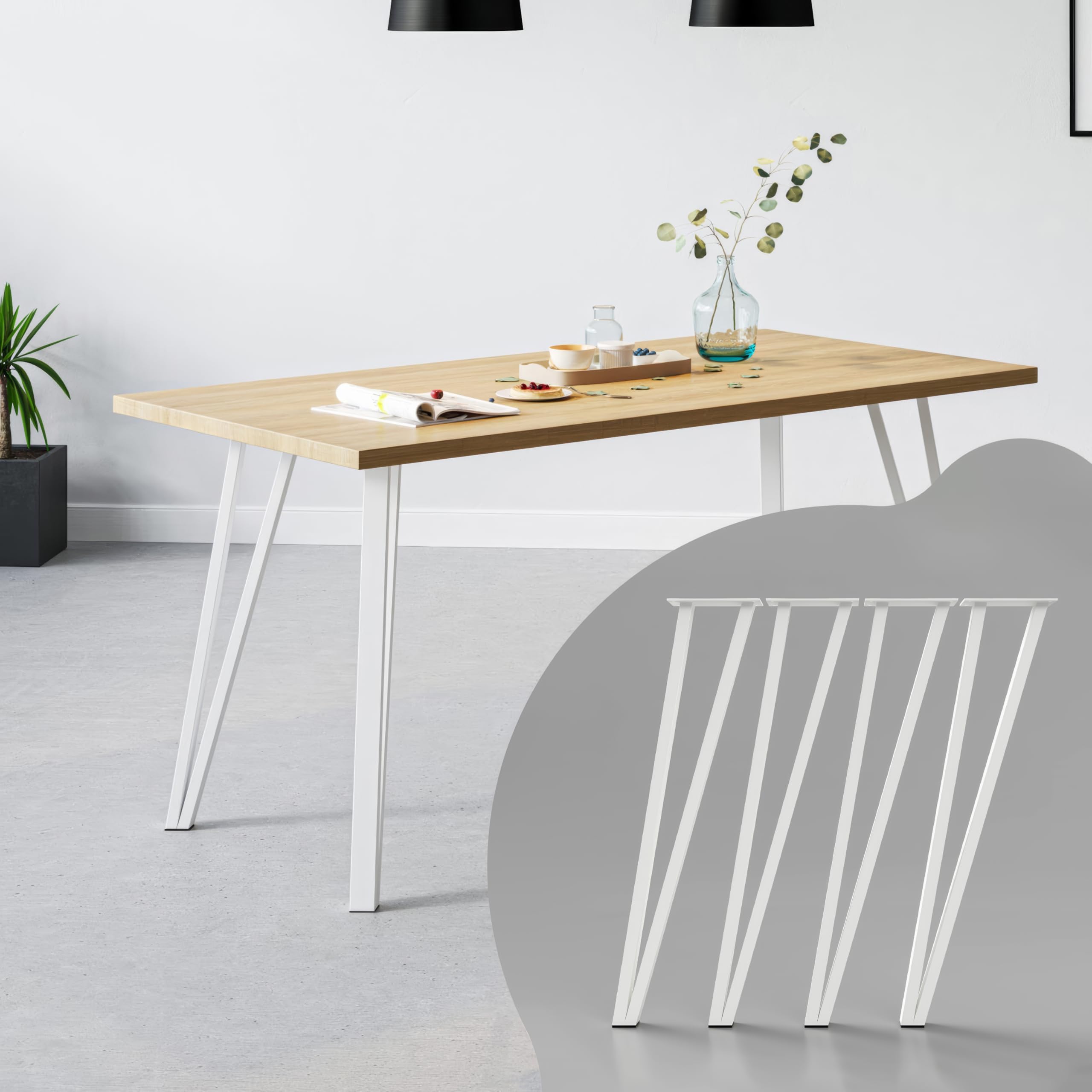 2 stuks rechthoekige metalen tafelpoten - 68 cm hoogte 40 cm brede zware meubelpoten, moderne bureaupoten voor meerdere toepassingen, voor eettafel en salontafel, zwart