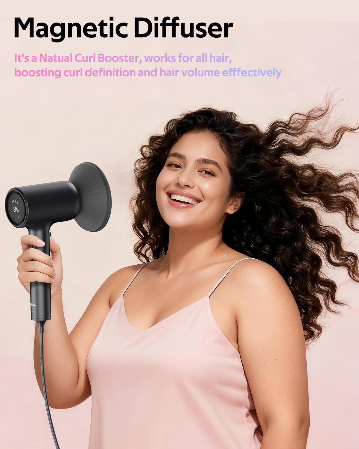 Professional Ionic Hair Dryer for Women with Magnetic Diffuser, mera ProMax, Fast Drying Ions Blow Dryer for Weight Lover, One Button Cooling Mode, cUL Certificate, High Speed Quiet Hair Blower - Image 4